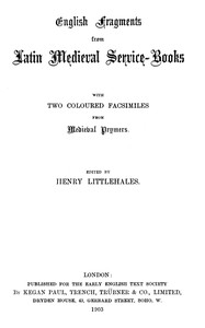 English fragments from Latin medieval service-books, Henry Littlehales